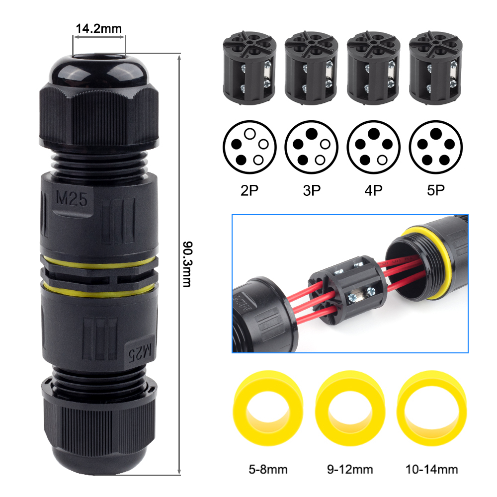 Outdoor Lighting Connectors - IP68 M25 Cable Connector Outdoor Waterproof