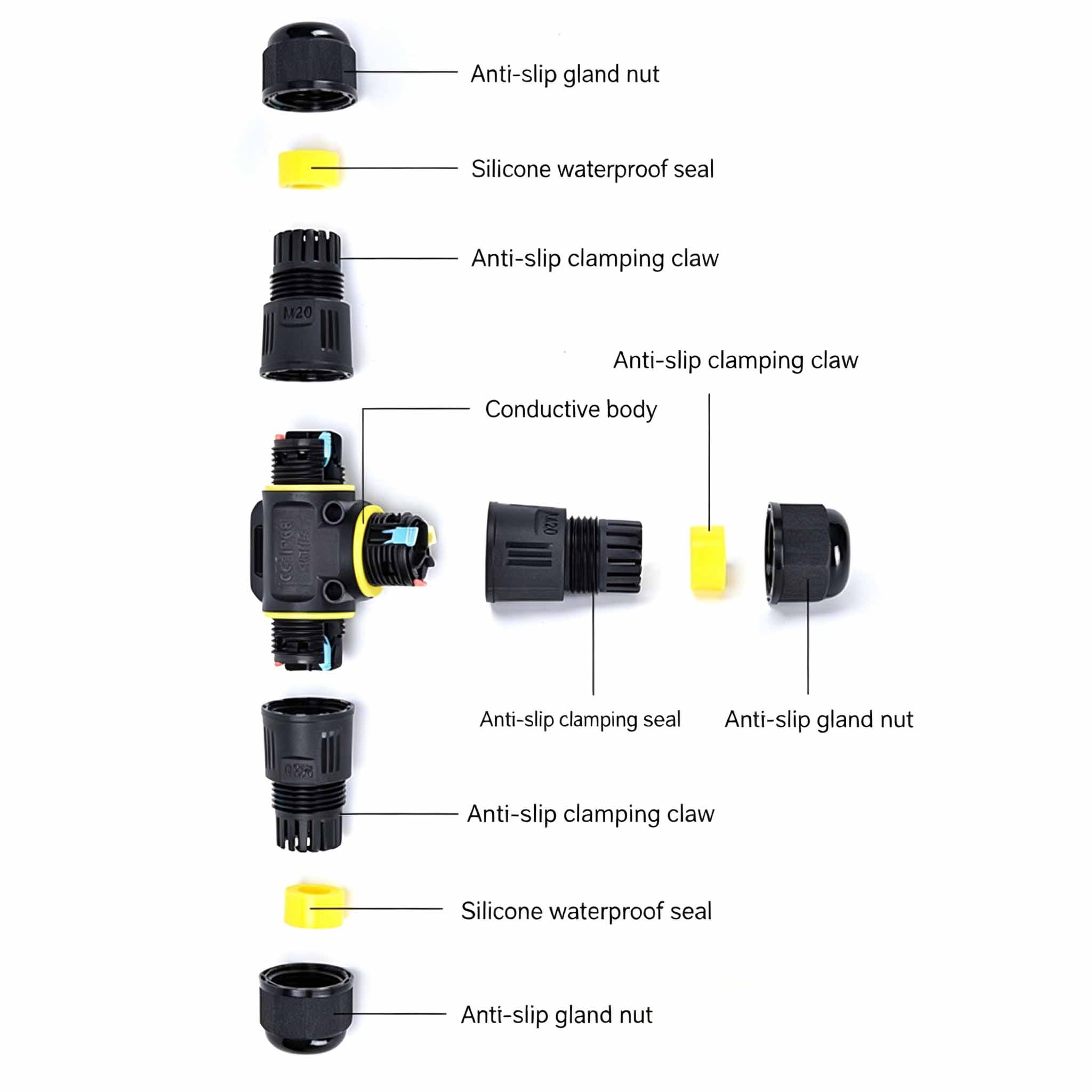IP68 Waterproof T-Type Cable C - огляд і ціна Outdoor Lighting Connectors