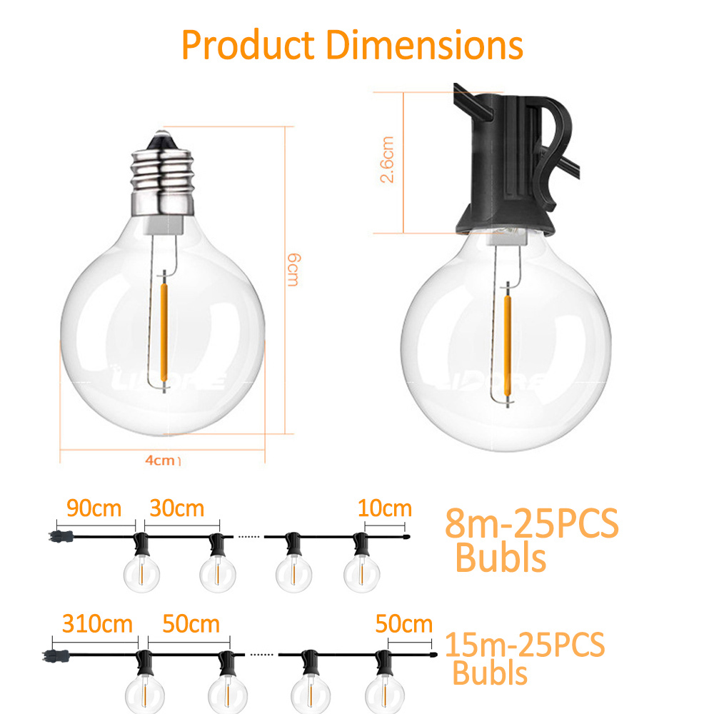 8M/15M G40 Globe String Lights - огляд і ціна Outdoor Lighting Globes